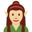 Twitter (Twemoji 14.0)  🧝🏼‍♀️  Woman Elf: Medium-light Skin Tone Emoji