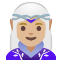Google (Android 12L)  🧝🏼‍♀️  Woman Elf: Medium-light Skin Tone Emoji