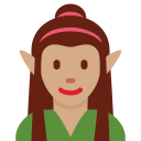 Twitter (Twemoji 14.0)  🧝🏽‍♀️  Woman Elf: Medium Skin Tone Emoji
