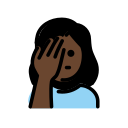 OpenMoji 13.1  🤦🏿‍♀️  Woman Facepalming: Dark Skin Tone Emoji