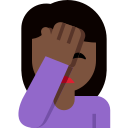 Twitter (Twemoji 14.0)  🤦🏿‍♀️  Woman Facepalming: Dark Skin Tone Emoji