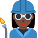 Twitter (Twemoji 14.0)  👩🏿‍🏭  Woman Factory Worker: Dark Skin Tone Emoji