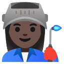 Google (Android 12L)  👩🏿‍🏭  Woman Factory Worker: Dark Skin Tone Emoji