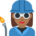 Twitter (Twemoji 14.0)  👩🏾‍🏭  Woman Factory Worker: Medium-dark Skin Tone Emoji