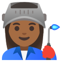 Google (Android 12L)  👩🏾‍🏭  Woman Factory Worker: Medium-dark Skin Tone Emoji
