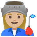 Google (Android 12L)  👩🏼‍🏭  Woman Factory Worker: Medium-light Skin Tone Emoji