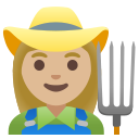 Google (Android 12L)  👩🏼‍🌾  Woman Farmer: Medium-light Skin Tone Emoji