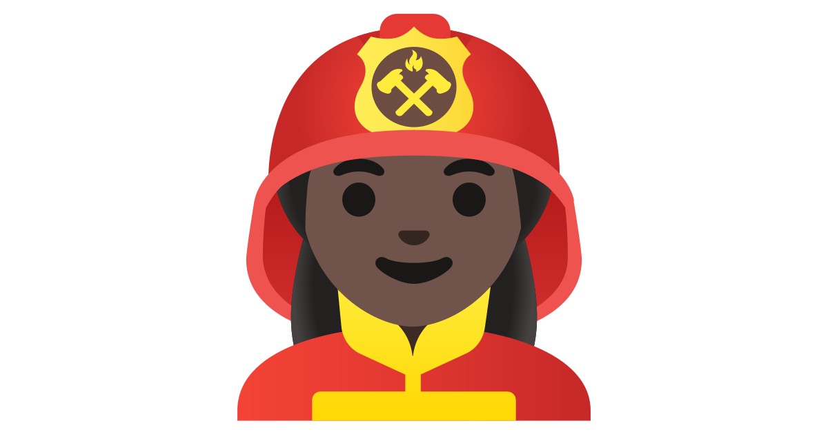 👩🏿‍🚒  Woman Firefighter: Dark Skin Tone