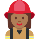 Twitter (Twemoji 14.0)  👩🏾‍🚒  Woman Firefighter: Medium-dark Skin Tone Emoji
