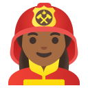 Google (Android 12L)  👩🏾‍🚒  Woman Firefighter: Medium-dark Skin Tone Emoji