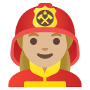 Google (Android 12L)  👩🏼‍🚒  Woman Firefighter: Medium-light Skin Tone Emoji
