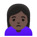 Google (Android 12L)  🙍🏿‍♀️  Woman Frowning: Dark Skin Tone Emoji