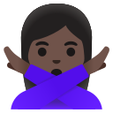 Google (Android 12L)  🙅🏿‍♀️  Woman Gesturing NO: Dark Skin Tone Emoji