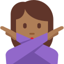 Twitter (Twemoji 14.0)  🙅🏾‍♀️  Woman Gesturing NO: Medium-dark Skin Tone Emoji