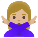 Google (Android 12L)  🙅🏼‍♀️  Woman Gesturing NO: Medium-light Skin Tone Emoji