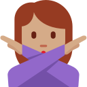 Twitter (Twemoji 14.0)  🙅🏽‍♀️  Woman Gesturing NO: Medium Skin Tone Emoji