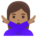 Google (Android 12L)  🙅🏽‍♀️  Woman Gesturing NO: Medium Skin Tone Emoji