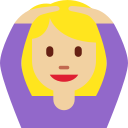 Twitter (Twemoji 14.0)  🙆🏼‍♀️  Woman Gesturing OK: Medium-light Skin Tone Emoji