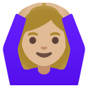 Google (Android 12L)  🙆🏼‍♀️  Woman Gesturing OK: Medium-light Skin Tone Emoji