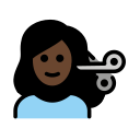 OpenMoji 13.1  💇🏿‍♀️  Woman Getting Haircut: Dark Skin Tone Emoji