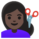 Google (Android 12L)  💇🏿‍♀️  Woman Getting Haircut: Dark Skin Tone Emoji