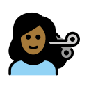 OpenMoji 13.1  💇🏾‍♀️  Woman Getting Haircut: Medium-dark Skin Tone Emoji