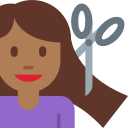 Twitter (Twemoji 14.0)  💇🏾‍♀️  Woman Getting Haircut: Medium-dark Skin Tone Emoji