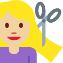 Twitter (Twemoji 14.0)  💇🏼‍♀️  Woman Getting Haircut: Medium-light Skin Tone Emoji