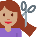 Twitter (Twemoji 14.0)  💇🏽‍♀️  Woman Getting Haircut: Medium Skin Tone Emoji