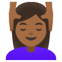 Google (Android 12L)  💆🏾‍♀️  Woman Getting Massage: Medium-dark Skin Tone Emoji