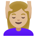 Google (Android 12L)  💆🏼‍♀️  Woman Getting Massage: Medium-light Skin Tone Emoji