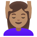 Google (Android 12L)  💆🏽‍♀️  Woman Getting Massage: Medium Skin Tone Emoji