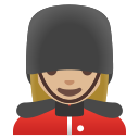 Google (Android 12L)  💂🏼‍♀️  Woman Guard: Medium-light Skin Tone Emoji