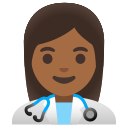 Google (Android 12L)  👩🏾‍⚕️  Woman Health Worker: Medium-dark Skin Tone Emoji