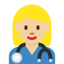 Twitter (Twemoji 14.0)  👩🏼‍⚕️  Woman Health Worker: Medium-light Skin Tone Emoji