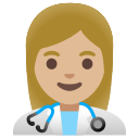 Google (Android 12L)  👩🏼‍⚕️  Woman Health Worker: Medium-light Skin Tone Emoji