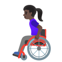 Google (Android 12L)  👩🏿‍🦽  Woman In Manual Wheelchair: Dark Skin Tone Emoji