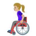Google (Android 12L)  👩🏼‍🦽  Woman In Manual Wheelchair: Medium-light Skin Tone Emoji