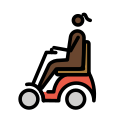 OpenMoji 13.1  👩🏿‍🦼  Woman In Motorized Wheelchair: Dark Skin Tone Emoji