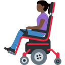 Twitter (Twemoji 14.0)  👩🏿‍🦼  Woman In Motorized Wheelchair: Dark Skin Tone Emoji