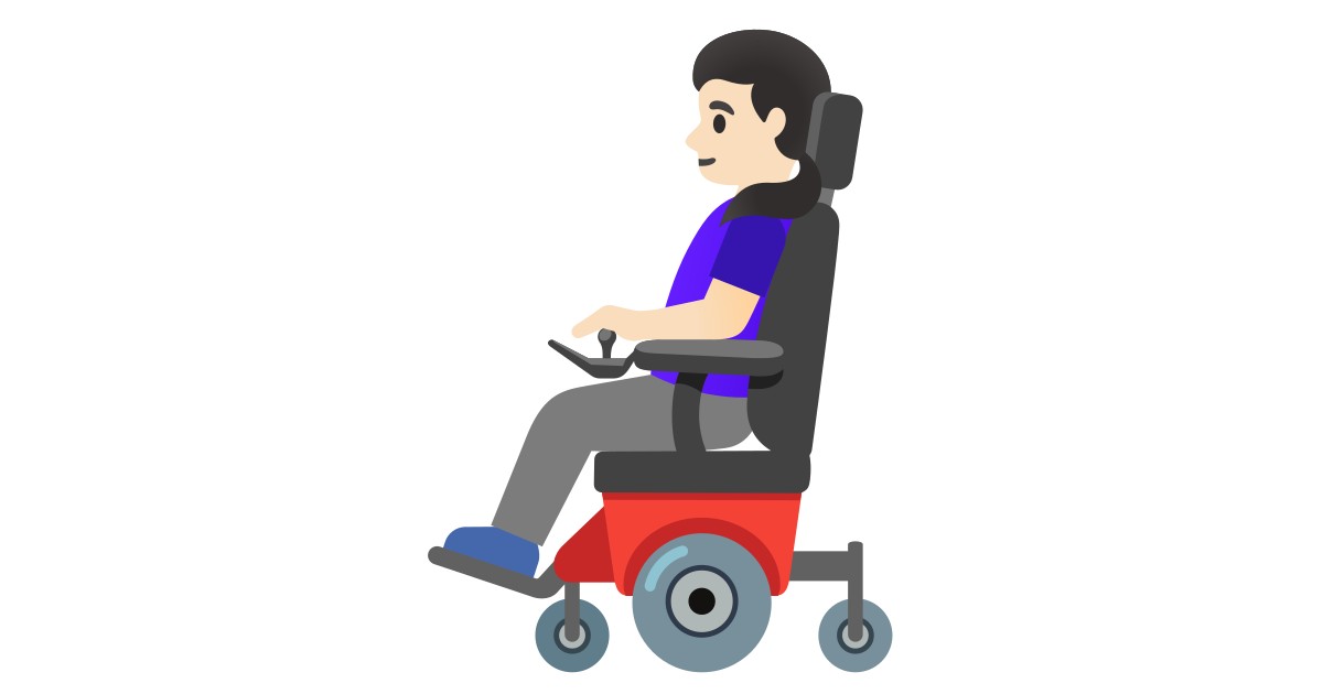 👩🏻‍🦼  Woman In Motorized Wheelchair: Light Skin Tone
