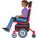 Twitter (Twemoji 14.0)  👩🏾‍🦼  Woman In Motorized Wheelchair: Medium-dark Skin Tone Emoji