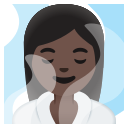 Google (Android 12L)  🧖🏿‍♀️  Woman In Steamy Room: Dark Skin Tone Emoji