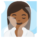 Google (Android 12L)  🧖🏾‍♀️  Woman In Steamy Room: Medium-dark Skin Tone Emoji