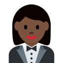 Twitter (Twemoji 14.0)  🤵🏿‍♀️  Woman In Tuxedo: Dark Skin Tone Emoji