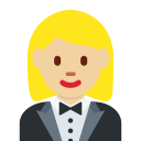 Twitter (Twemoji 14.0)  🤵🏼‍♀️  Woman In Tuxedo: Medium-light Skin Tone Emoji