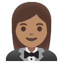 Google (Android 12L)  🤵🏽‍♀️  Woman In Tuxedo: Medium Skin Tone Emoji