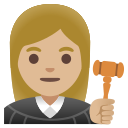 Google (Android 12L)  👩🏼‍⚖️  Woman Judge: Medium-light Skin Tone Emoji