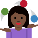 Twitter (Twemoji 14.0)  🤹🏿‍♀️  Woman Juggling: Dark Skin Tone Emoji