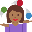 Twitter (Twemoji 14.0)  🤹🏾‍♀️  Woman Juggling: Medium-dark Skin Tone Emoji